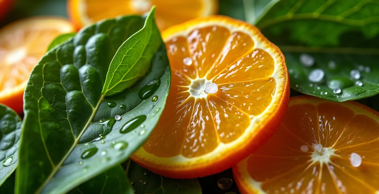 Composizione di alimenti italiani ricchi di ferro abbinati a fonti di vitamina C