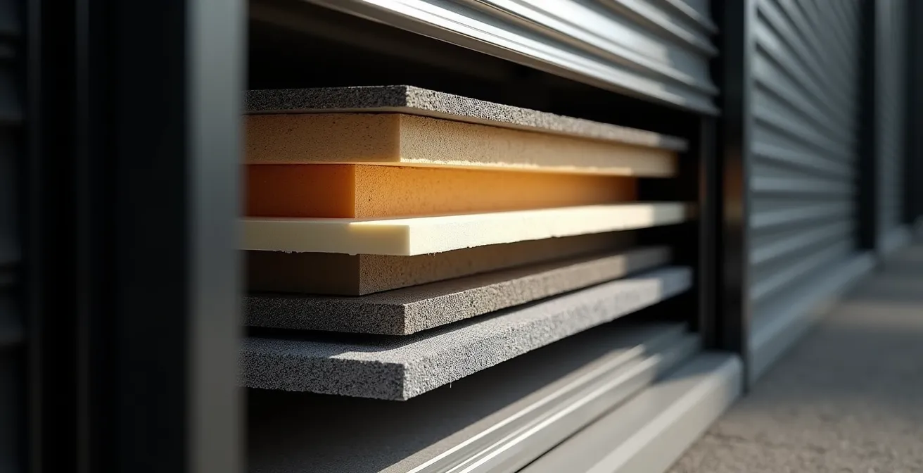 Vista interna di un cassonetto tapparella con materiali isolanti