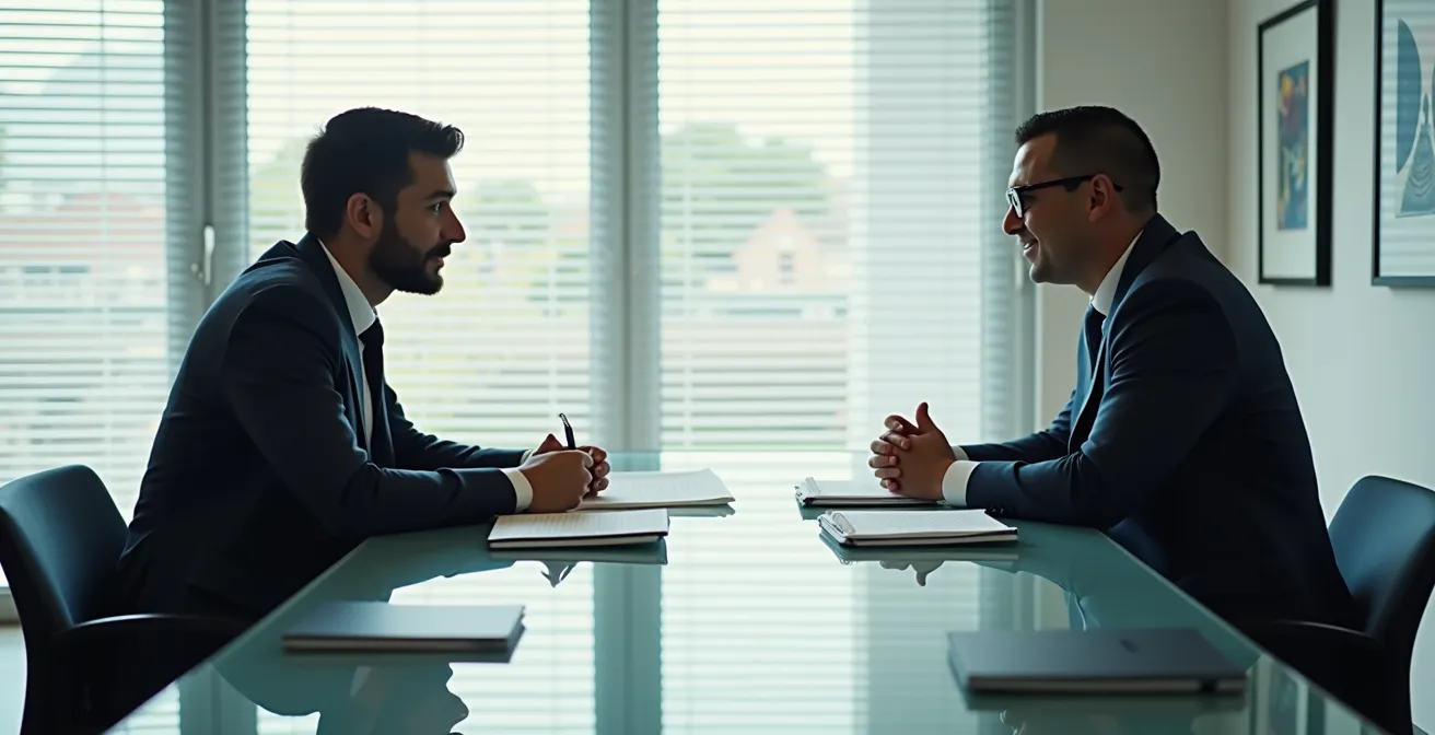 Colloquio riservato tra manager e responsabile risorse umane in ufficio italiano