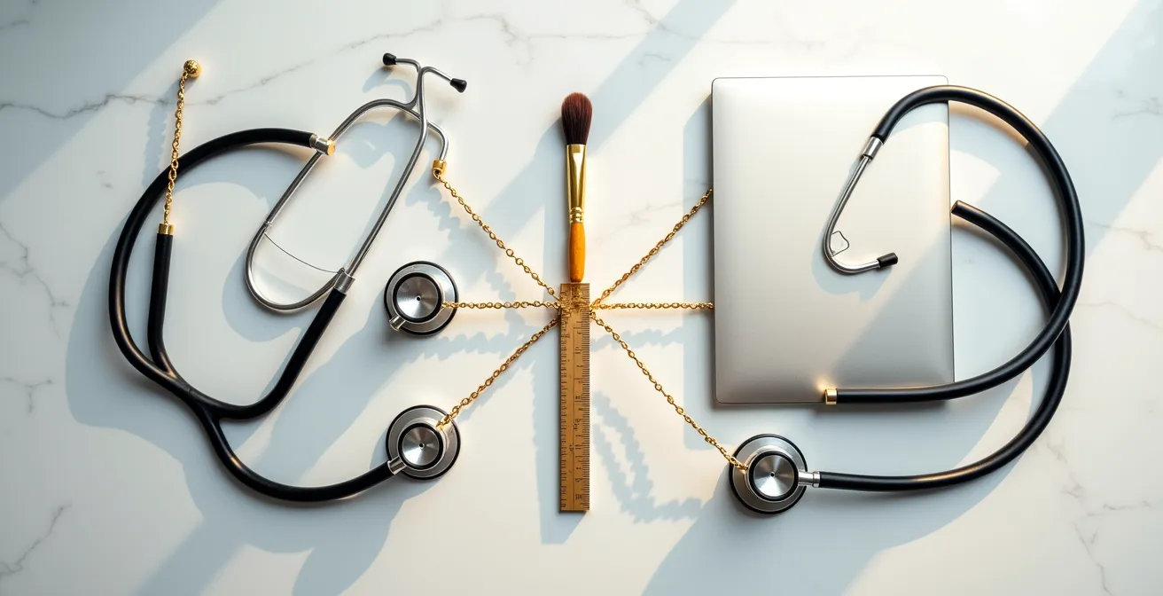 Metafora visuale del ponte tra diverse esperienze professionali