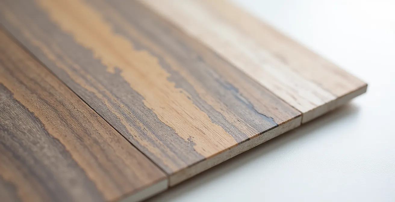 Campioni di gres effetto legno con diverse colorazioni di fuga