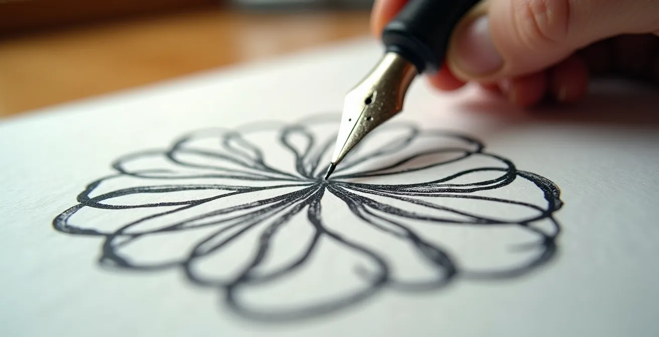 Composizione minimalista che rappresenta la struttura ottimale di una lettera