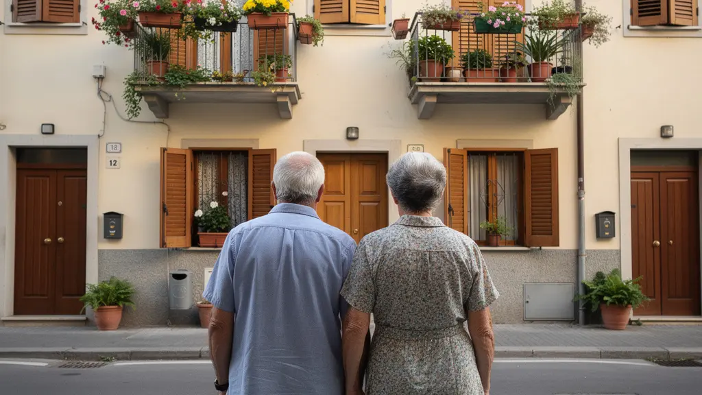 Coppia italiana che valuta un immobile residenziale per stima valore casa